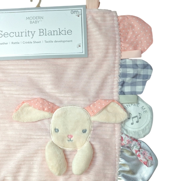 Bunny Security Blanket Baby Lovey Teether Rattle Crinkle Easter Nursery Photos - Picture 2 of 5